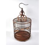 A Reproduction Cylindrical Birdcage with Jewelled Mounts, 64cms High