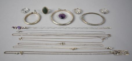 A Large Collection of Various Silver Items to include René Mackintosh Style Pendant, Blue John