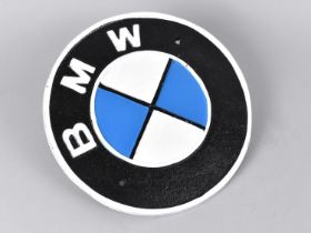 A Cast Metal Reproduction Sign, BMW, 24cms Diameter, Plus VAT