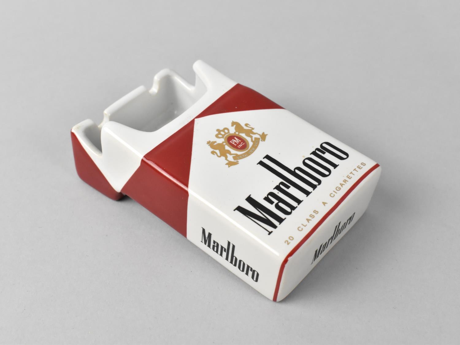 A Ceramic Adveritings Marlborough Ashtray Modelled as a Pack of Cigarettes, 10cms High with Box - Image 2 of 3