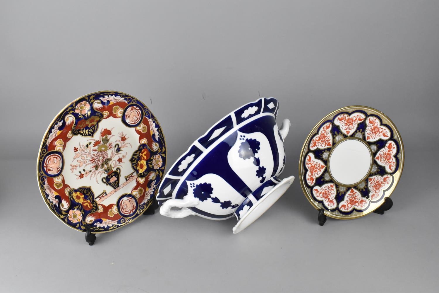 A Mason's Imperial Imari Plate together with a Wileman & Co. Imari Plate and a Large Blue and