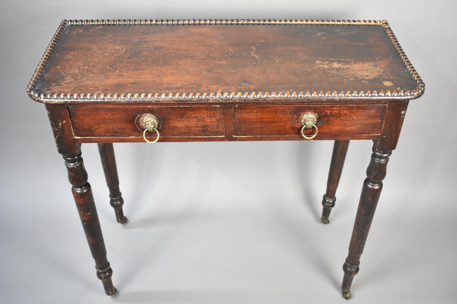 A Late 19th/Early 20th Century Mahogany Side Table with Two Short Drawers Having Lion Mask Ring - Image 2 of 2