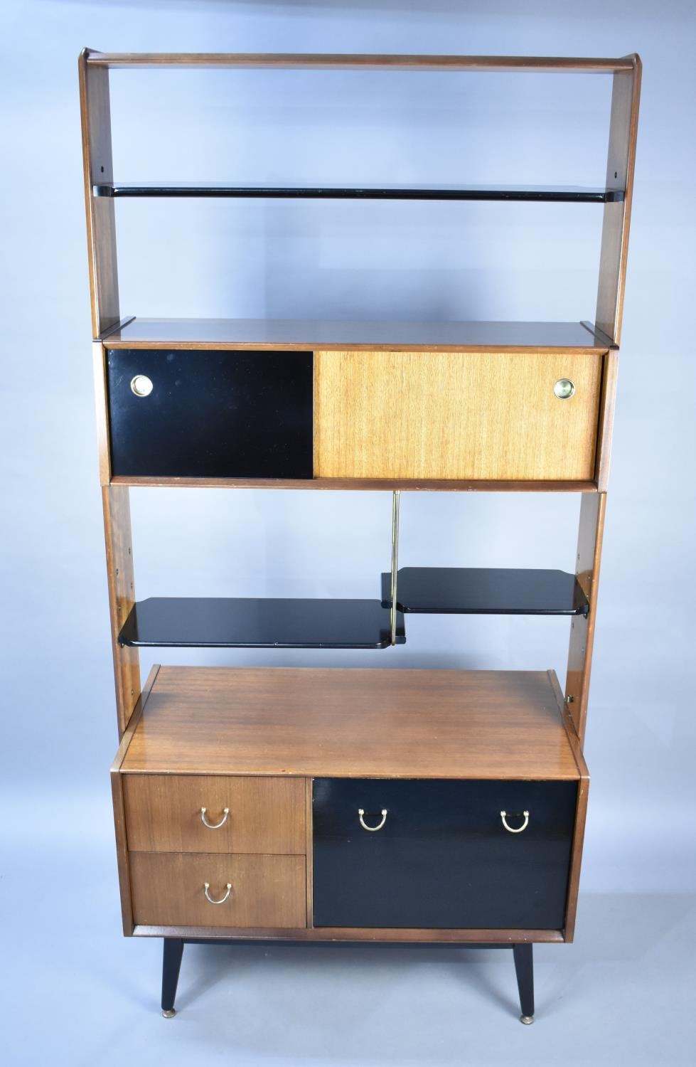 A G-Plan E Gomme Teak and Black Lacquered Dresser or Room Divider, C.1960s, with Open Back Having
