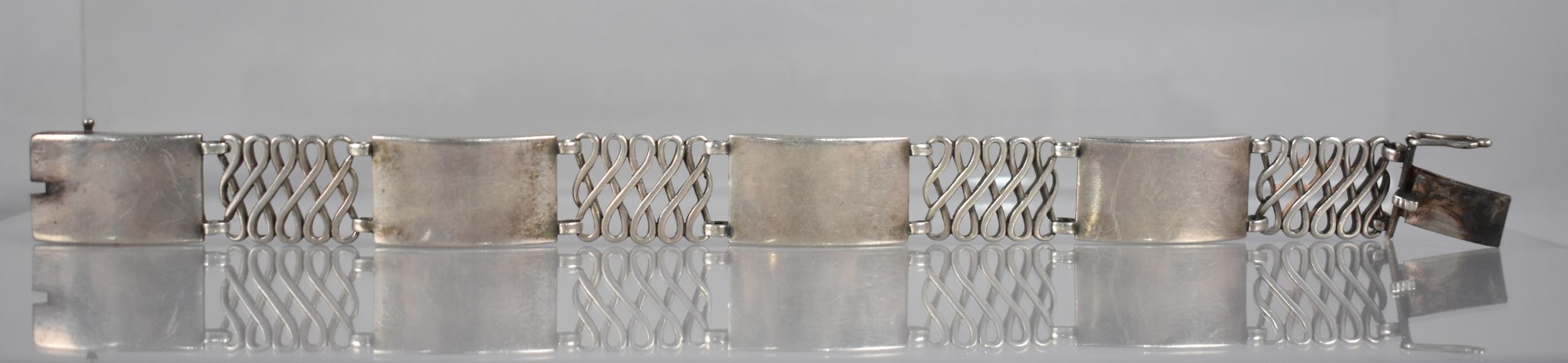 Harald Nielsen for Georg Jensen: A Vintage Sterling Silver Bracelet, Alternating Polished - Image 2 of 3