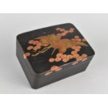 An Early/Mid 20th Century Japanese Lacquered Box with Crane Decoration to Top, 12x9x5cms High