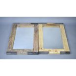 A Pair of Modern Industrial Style Wooden and Metal Framed Wall Mirrors, 51cms by 80cms
