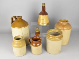 A Collection of Various Glazed Stoneware to Comprise Brewers Bottle, Jars and a Jug Together with an