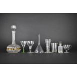 A Collection of Various 19th and 20th Century Glass to Comprise Wrythen Funnel, Overlaid Decanter