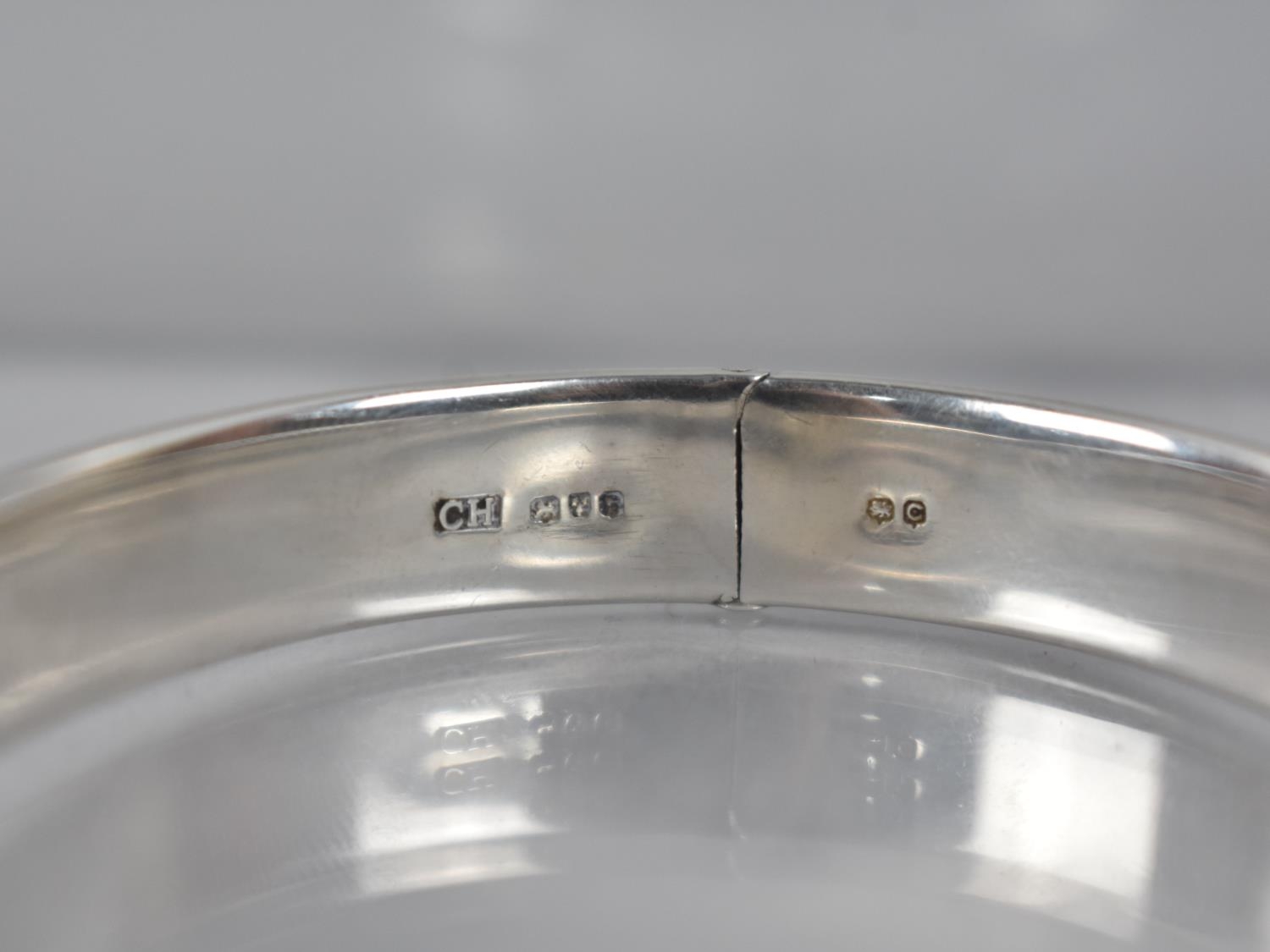 A Nice Quality Vintage Silver Bangle by Charles Horner, Engraved Decoration to Front Panel, - Image 2 of 2