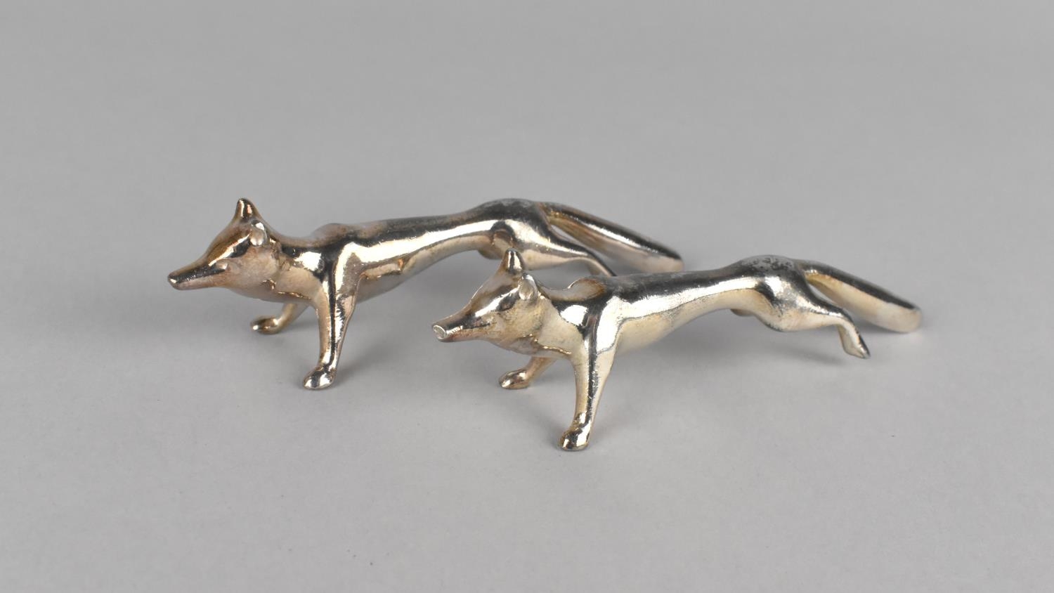 A Pair of Silver Plated Knife Rests Modelled as Foxes, 10cms Long - Image 2 of 2
