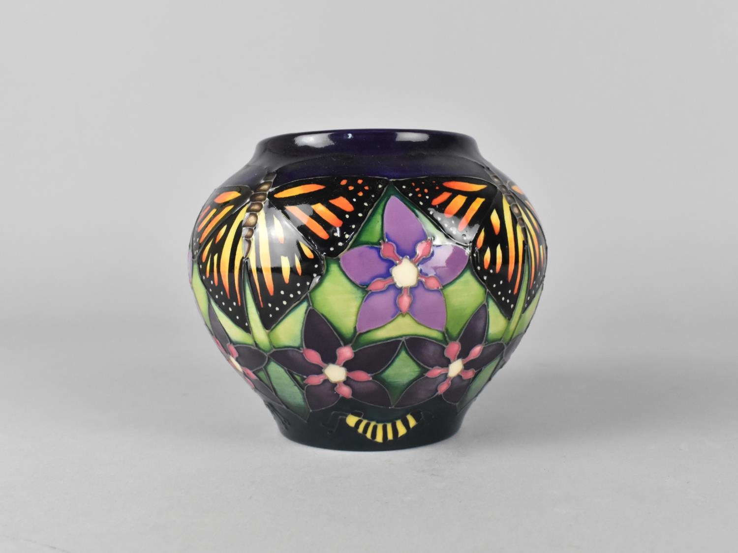 A Moorcroft Vase, Monarch Butterfly Pattern, 2015, 11cm high