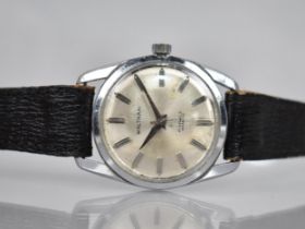 A Vintage Stainless Steel Waltham Incabloc Wrist Watch, Silvered Dial with Chromed Double Baton Hour