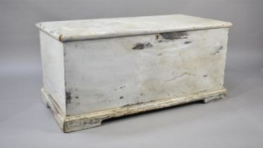 A Vintage Pine Chest with Hinged Lid on Short Bracket Feet, 94x49x44cms High