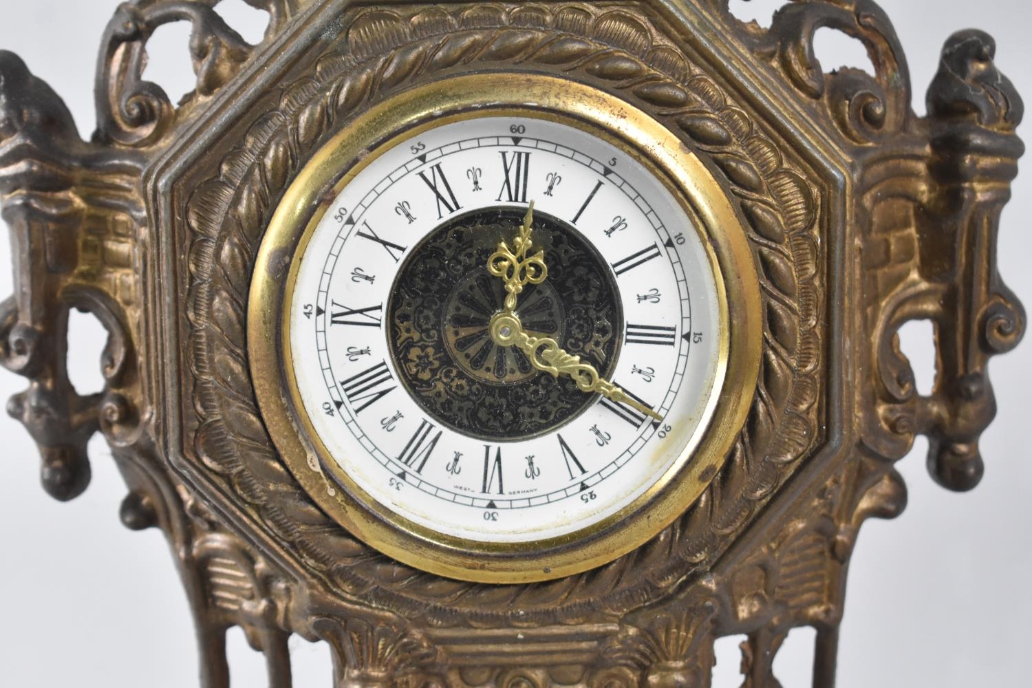 An Ornate Cast and Pierced Brass Clock, 36cms High - Image 2 of 2