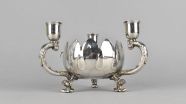 A Viners Silver Plated Centrepiece with Flower Bowl Supported on Three Scrolled Candleholders