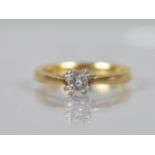 A 18ct Gold Princess Cut Diamond Solitaire Ring, Stone Measuring 3.75x3.9mm (Approx 0.37ct), Set