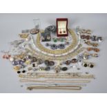 A Collection of Various Vintage Costume Jewellery to include Clip on Earrings, Brooches, Cufflinks