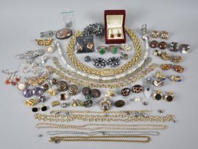 A Collection of Various Vintage Costume Jewellery to include Clip on Earrings, Brooches, Cufflinks