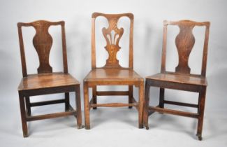 A Collection of Three 19th Century Queen Anne Style Hall Side Chairs, One with Pierced Splat