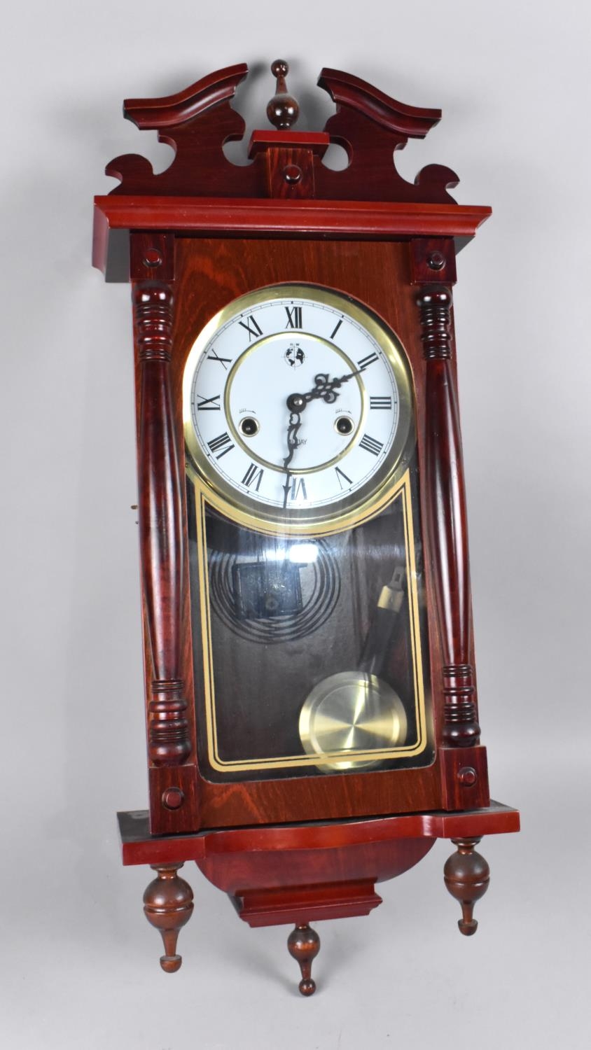 A Reproduction Vienna Style Wall Clock with Three Day Movement, Complete with Pendulum