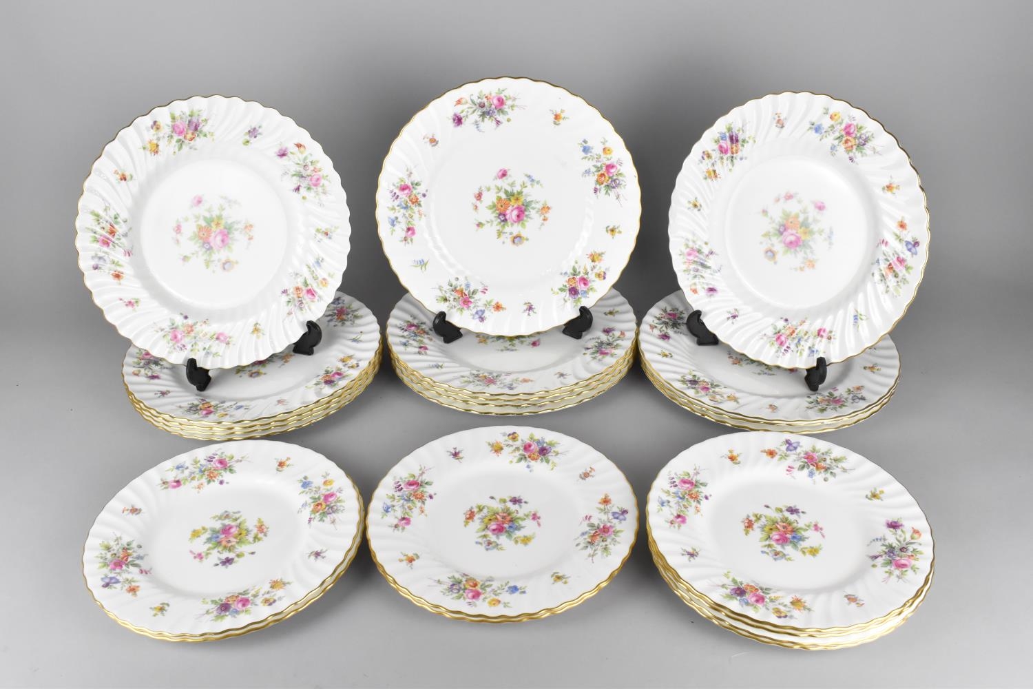 Fourteen Minton Marlow Large Dinner Plates Together with Eight Minton Marlow Small Plates