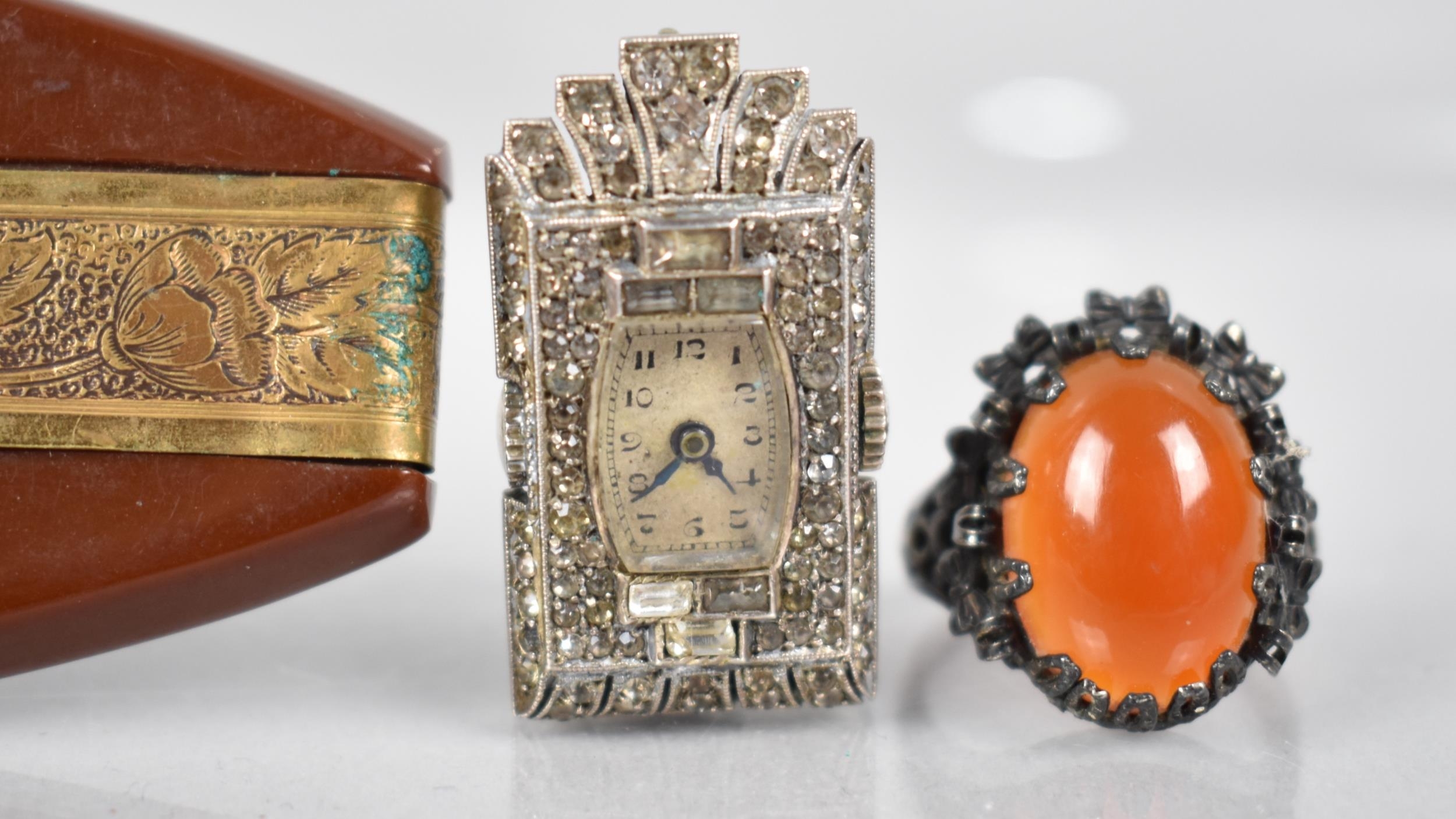 A Collection of Vintage Jewellery to include White Metal and Paste Stone Art Deco Brooch Watch, An - Image 2 of 3