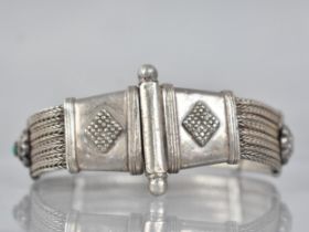 A Rajasthani Silver Bracelet, Four Double Foxtail Chains Adorned with Five Supporting Adjacent
