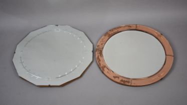 Two Mid 20th Century Wall Mirrors with Etched Decoration, Condition Issues