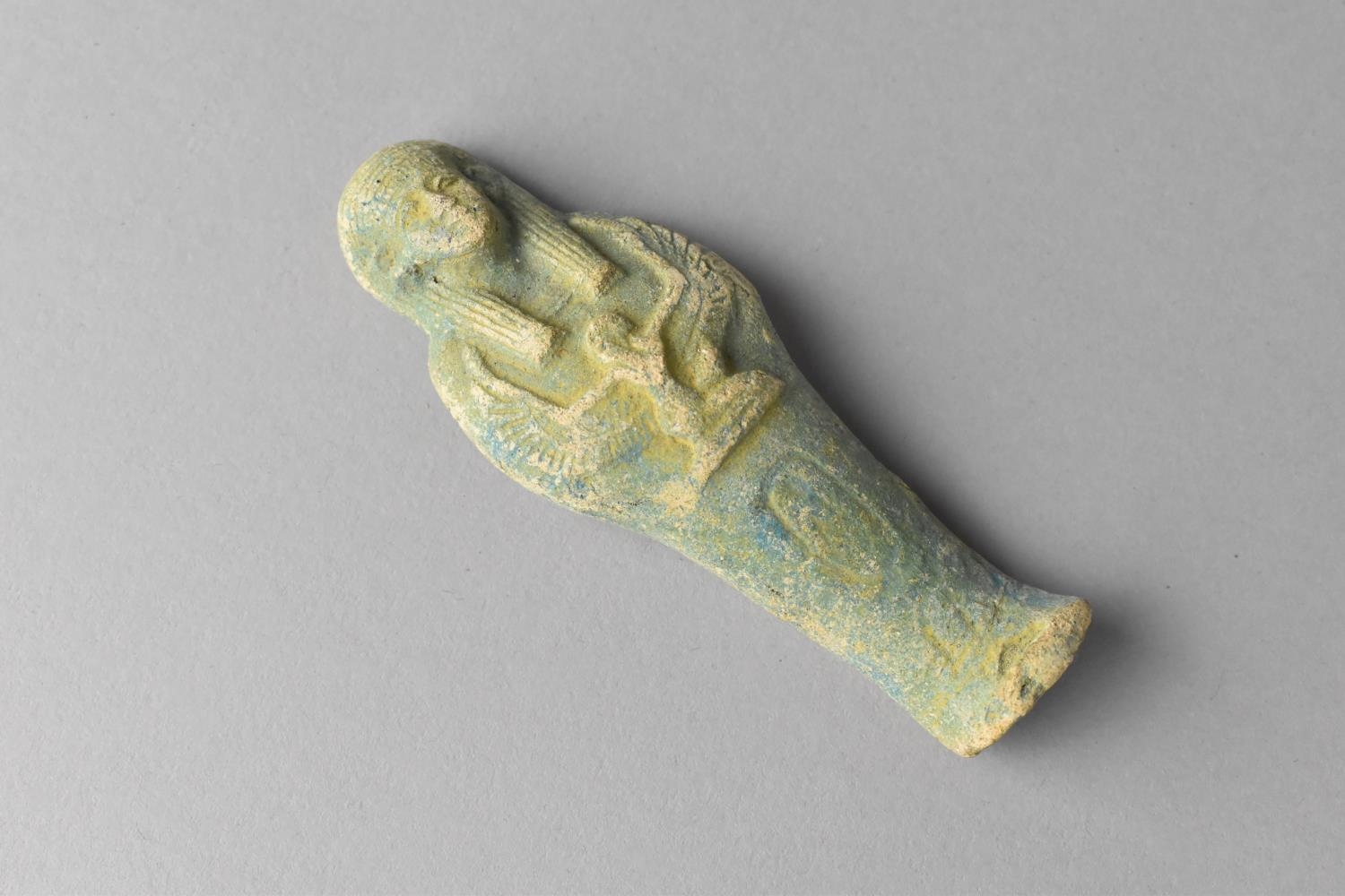 An Egyptian Blue Glazed Faience Ushabti Figure in Typical Mummified Form, 9cms High - Image 2 of 3
