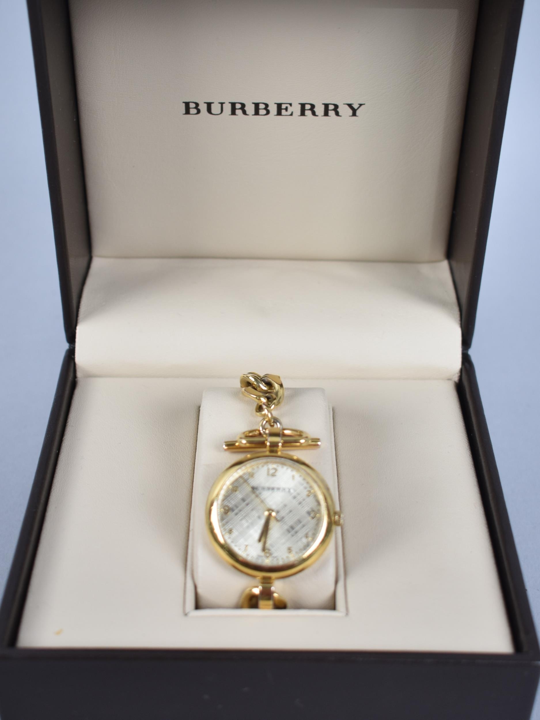 A Boxed, Gilt Silver, Burberry Waterloo Wristwatch, Gilt Linen Textured Dial having Arabic - Image 6 of 6