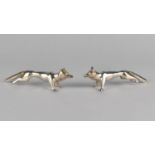 A Pair of Silver Plated Knife Rests Modelled as Foxes, 10cms Long