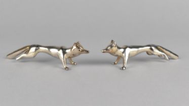 A Pair of Silver Plated Knife Rests Modelled as Foxes, 10cms Long