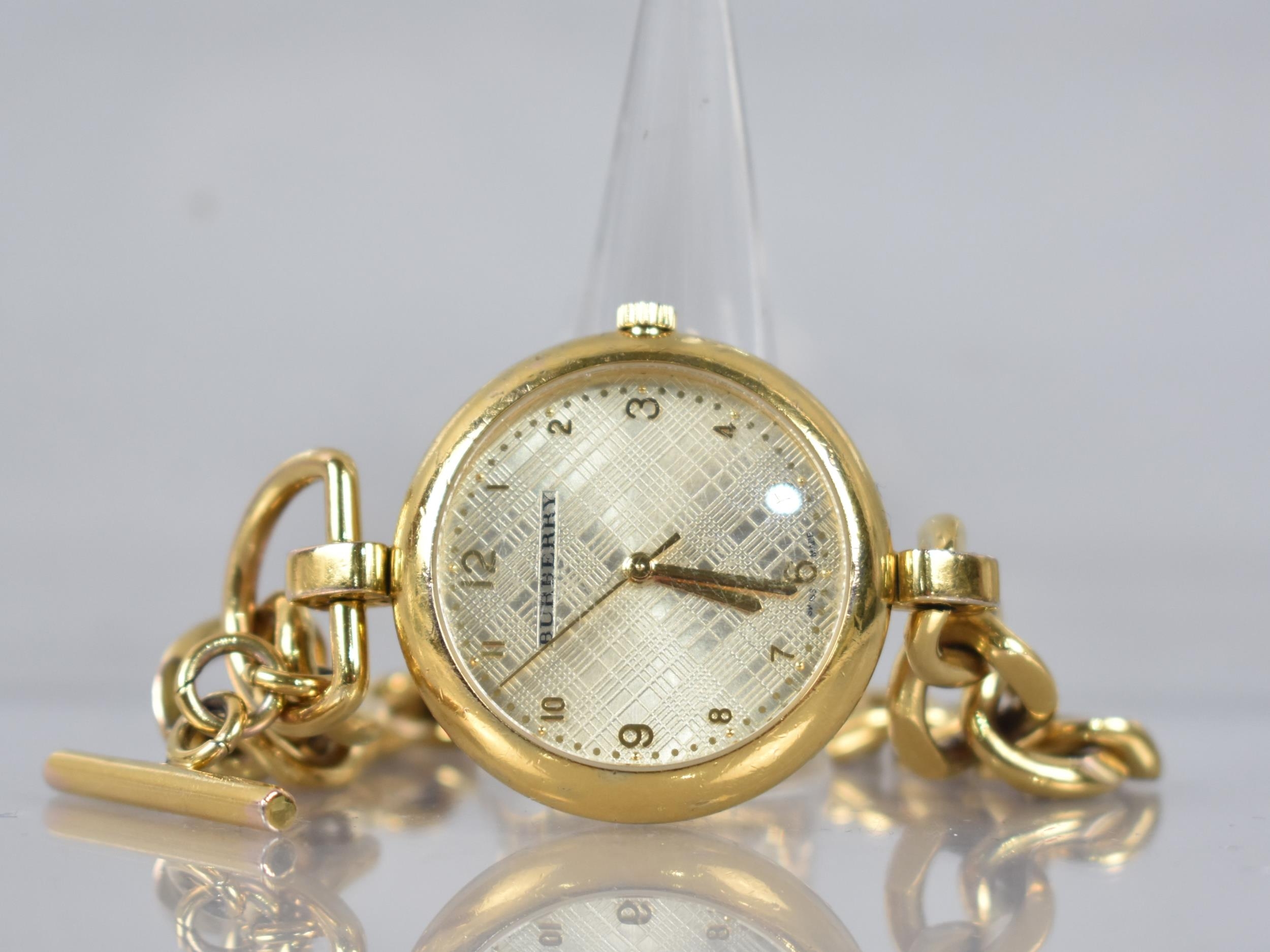 A Boxed, Gilt Silver, Burberry Waterloo Wristwatch, Gilt Linen Textured Dial having Arabic