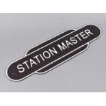 A Reproduction Cast Metal Railway Sign, "Station Master", 28cms Wide, (Plus VAT)
