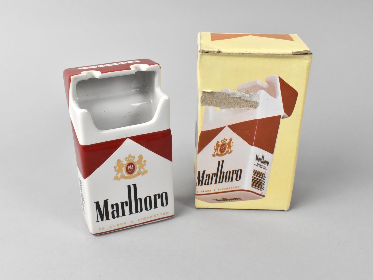 A Ceramic Adveritings Marlborough Ashtray Modelled as a Pack of Cigarettes, 10cms High with Box - Image 3 of 3