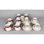 An Collection of Elizabethan Coffee Cans and Saucers to Include Burgundy and Swiss Cottage