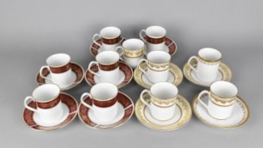 An Collection of Elizabethan Coffee Cans and Saucers to Include Burgundy and Swiss Cottage