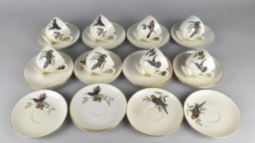 A Furstenberg Bird Decorated Tea Set to Comprise Eight Cups and Sixteen Saucers