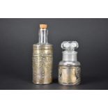 Two Silver Mounted Glass Bottles, the Taller Example with Bow and Swag Decoration by S&Co.,