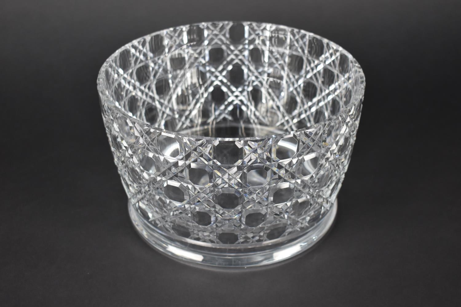 A Large Nice Quality Hobnail Cut Glass Bowl with Polished Pontil Base, 14.5cm high
