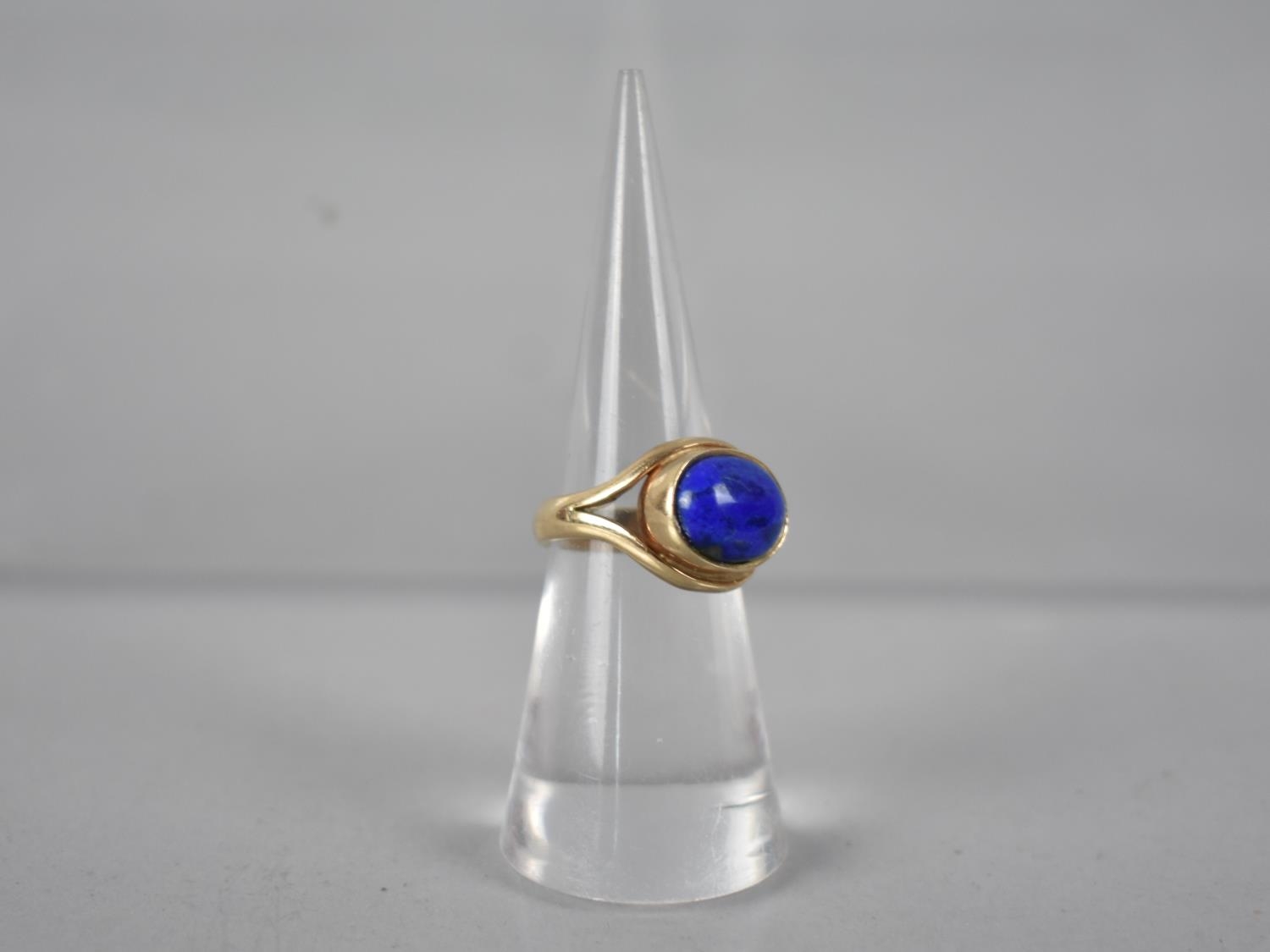 A Nice Quality Heavy Lapis Lazuli and 9ct Gold Mounted Ring, Oval Cabochon Stone 8.8mm by 11.4mm, - Image 2 of 2