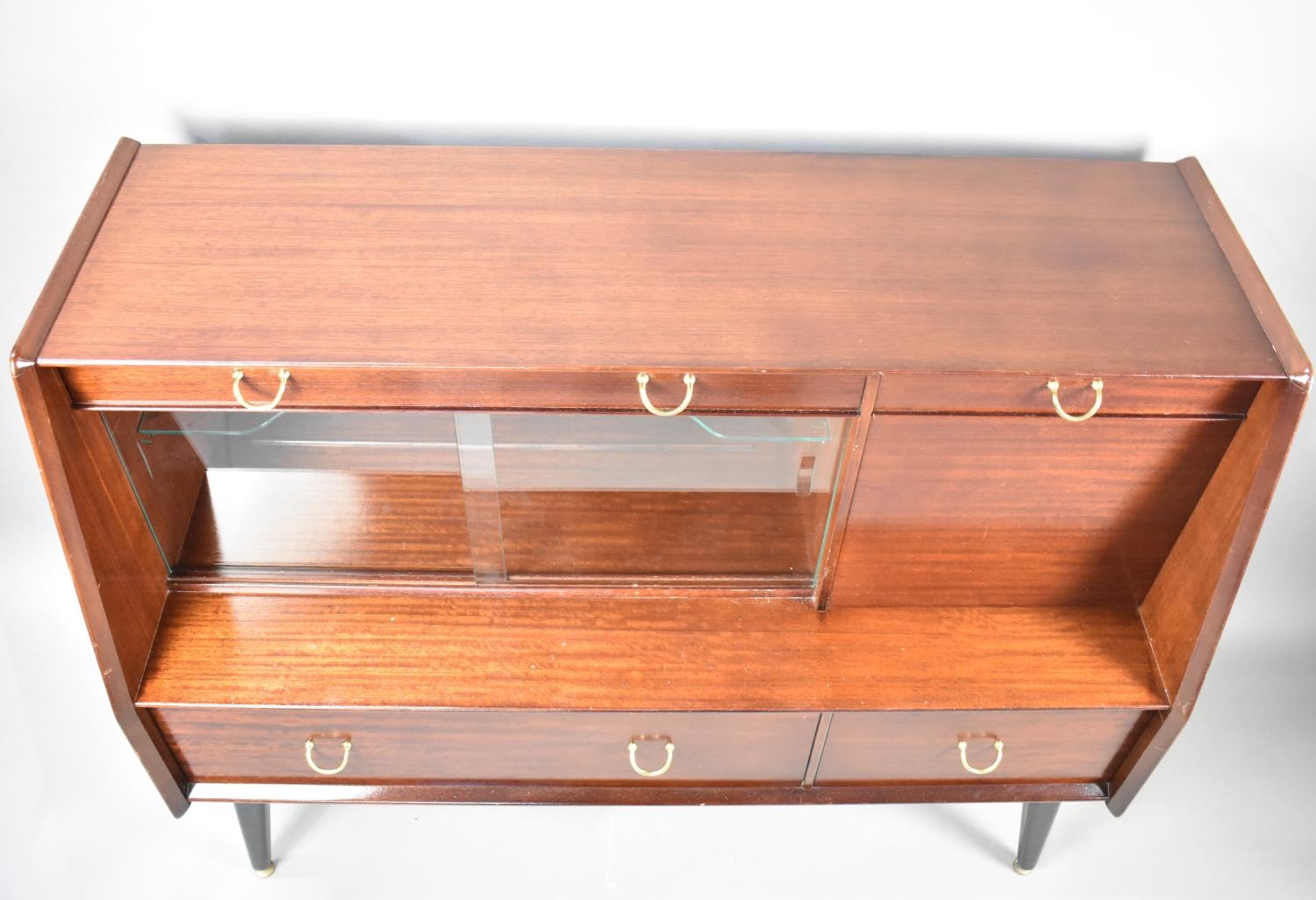 A G-Plan E Gomme Sideboard with Base Long Drawer Flanked by Short Drawers and Surmounted by Glazed - Image 3 of 4