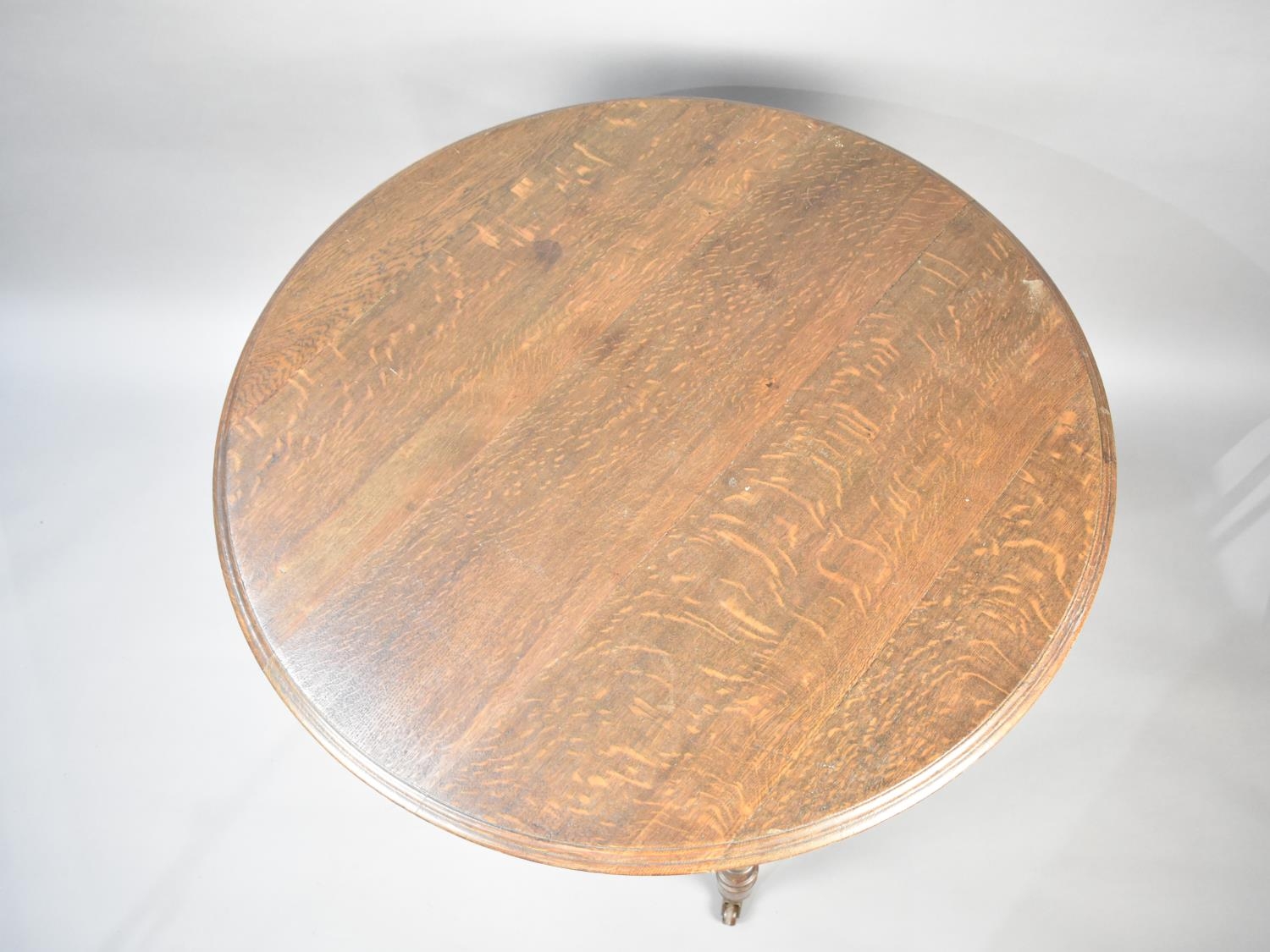 An Oak Circular Table on Turned Supports with X Frame Stretcher, 94cms Diameter Top - Image 2 of 2