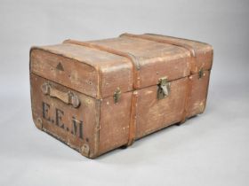 A Vintage Wooden Banded Travelling Trunk, 75cms Wide