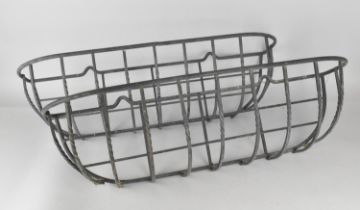 A Pair of Wrought Metal Wall Hanging Planters, 76cm Wide