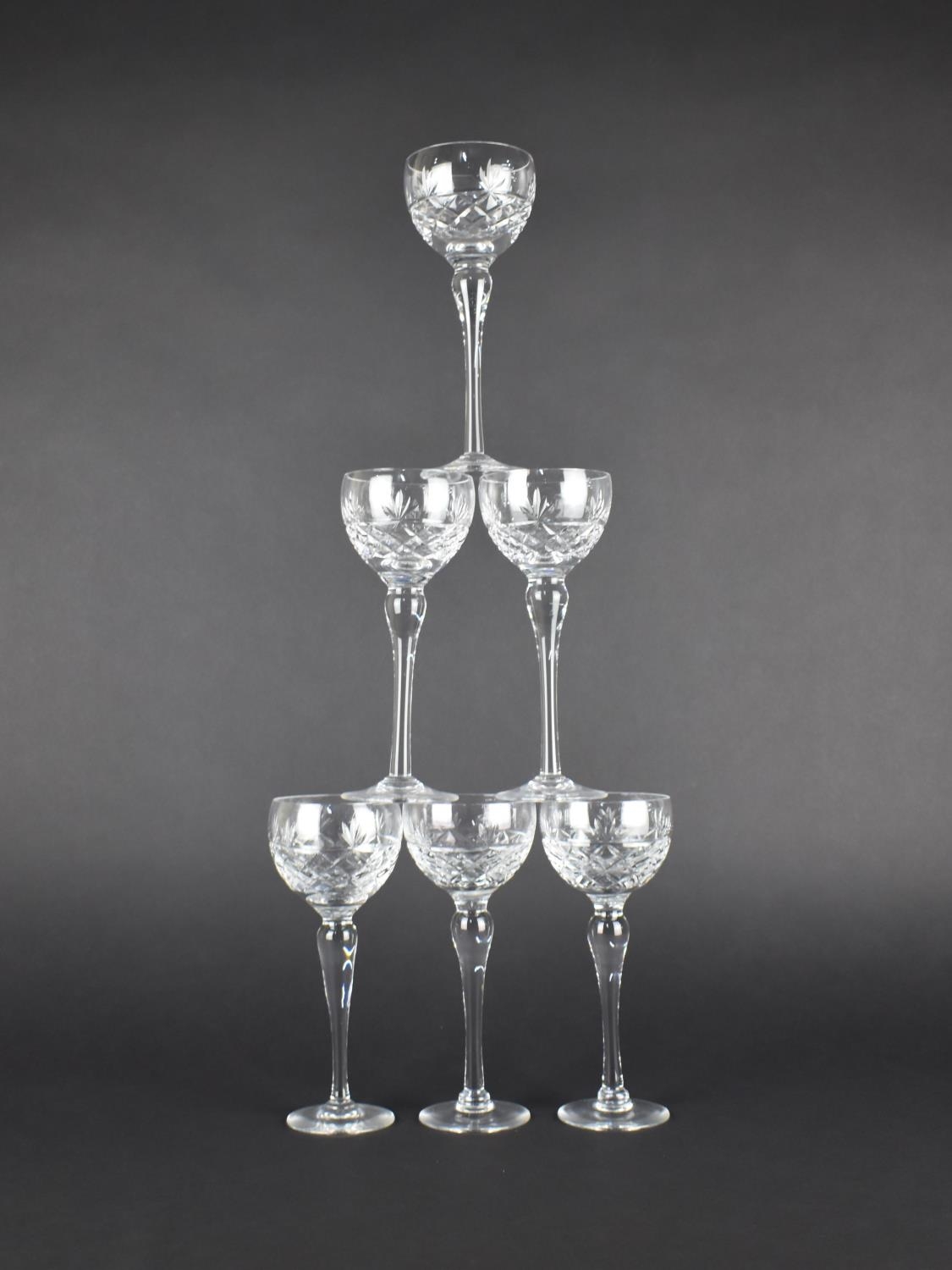 A Set of Six Royal Brierley Cut Glass Hock Glasses