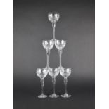 A Set of Six Royal Brierley Cut Glass Hock Glasses