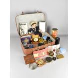 A Vintage Travelling Case Containing Various Vintage Sundries to Comprise Ladies Compacts, Lighters,