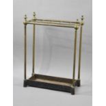 A Late 19th/Early 20th Century Brass Framed Ten Section Stick Stand with Vase Finials on Cast