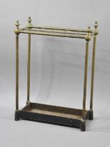 A Late 19th/Early 20th Century Brass Framed Ten Section Stick Stand with Vase Finials on Cast